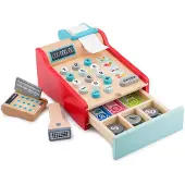 Woet Houten Speelgoedkassa - Kassa Inclusief Scanner, Pinapparaat en Geld - Rollenspel Winkel - Educatief Speelgoed - Vanaf 3 Jaar
