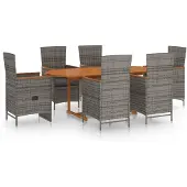 vidaXL 10-delige Loungeset met kussens poly rattan grijs