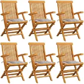 vidaXL Inklapbare stoelen 6 st met grijs geruite kussens