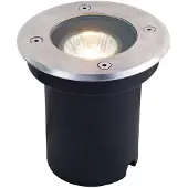 LUCANDE grondspot inbouwlamp Ava, Ø 12 cm, rond, IP67, GU10 Ava , dimbaar, alu / grijs / zink, Roestvrij staal, Modern