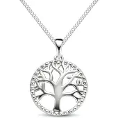 Montebello Ketting Levensboom - 925 Zilver Gerhodineerd - ∅16mm - 45cm