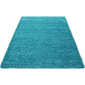 Muratap Basic shaggy vloerkleed turquoise hoogpolig- 60x110 cm