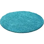 Muratap Basic rond shaggy vloerkleed turquoise hoogpolig- 200 cm rond