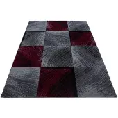 Muratap Plus vloerkleed laagpolig tapijt woonkamer grijs / rood- 200x290 cm