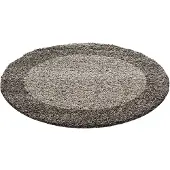 Muratap Basic rond shaggy kader vloerkleed hoogpolig- 120 cm rond