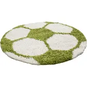Muratap Fun voetbal kinderkamer rond vloerkleed hoogpolig wit- 120 cm rond
