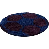 Muratap Fun voetbal kinderkamer rond vloerkleed hoogpolig paars- 100 cm rond