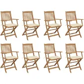 vidaXL Tuinstoelen 8 st inklapbaar met kussens massief acaciahout