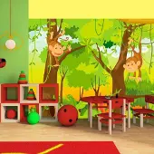 Artgeist Fotobehang – Behangpapier - Fotobehang - jungle - monkeys 200x154 -
