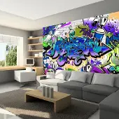 Artgeist Fotobehang – Behangpapier - Fotobehang - Graffiti: violet theme 350x245 -