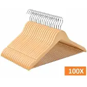 Relaxwonen | Kledinghangers | Set van 100 stuks | Hout | Bruin | Draaibare haak