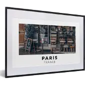 PosterMonkey Fotolijst incl. Poster - Parijs - Frankrijk - Café - 60x40 cm - Posterlijst