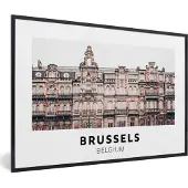 PosterMonkey Fotolijst incl. Poster - België - Brussel - Huizen - 60x40 cm - Posterlijst