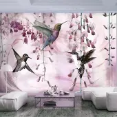 Artgeist Fotobehang - Flying Hummingbirds (Pink)
