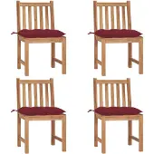 vidaXL Tuinstoelen 4 st met kussens massief teakhout