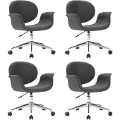 vidaXL Eetkamerstoelen 4 st draaibaar stof grijs