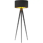 LINDBY Vloerlamp Benik, zwart, Woon-/ Eetkamer, Textiel / Stof / Zijde, Modern, vloerlamp