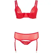 Cottelli Plus Size - veelzijdige lingerieset duo (rood) - 95F/2XL