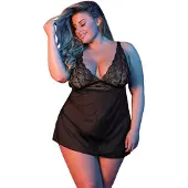 Erotic Treasure Magic Silk - Baby Doll w/ Fly Away Back & G-Set - Black