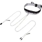 Fifty Shades of Grey - tepelklemmen met halsband - zilver