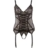 Cottelli - Dames top - Kant met lint - Zwart - XXXXL