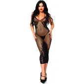 Leg avenue Jurk van Kant en Visnet - Zwart - One Size