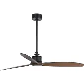 Faro Just Fan M plafondventilator, Ø 128 cm, zwart/hout - , Just Fan M, Zwart, Woonkamer, Metaal