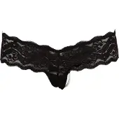 Cottelli - String slip - Kant met kralen - Zwart - XL
