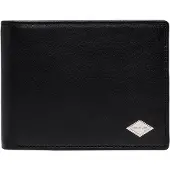 Replay Leren Portemonnee Flap Wallet Black Zwart