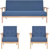 vidaXL 3-delig Bankstel stof blauw