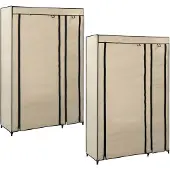 vidaXL Kledingkasten opvouwbaar 2 st 110x45x175 cm stof crème