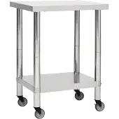 vidaXL Keukenwerktafel met wielen 80x45x85 cm roestvrij staal