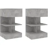 vidaXL Nachtkastjes 2 st 40x35x65 cm spaanplaat betongrijs