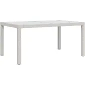 vidaXL Tuintafel 150x90x75 cm gehard glas en poly rattan wit