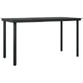 vidaXL Tuintafel 140x70x74 cm staal en glas zwart