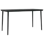 vidaXL Tuintafel 140x70x74 cm staal en glas zwart