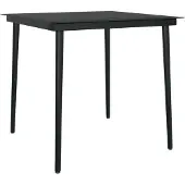 vidaXL Tuintafel 80x80x74 cm staal en glas zwart