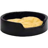 vidaXL Hondenmand 99x89x21 cm pluche en kunstleer zwart en geel