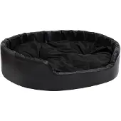 vidaXL Hondenmand 99x89x21 cm pluche en kunstleer zwart