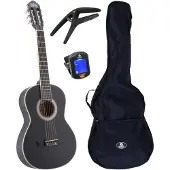 Lapaz C30BK klassieke gitaar 3/4-formaat zwart + gigbag + accessoires