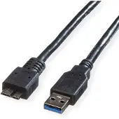 Roline USB 3.2 Gen 1 kabel, type, A M - Micro B M, zwart, 2 m