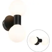 QAZQA Moderne wandlamp zwart IP44 2-lichts - Cederic