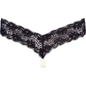 Cottelli - string met dubbele parels - kant - zwart - L