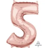 Anagram Ballon Foil Goud Roze Cijfer 5 - 66cm