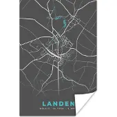 PosterMonkey Poster Stadskaart – Grijs - Kaart – Landen – België – Plattegrond - 80x120 cm