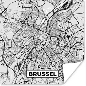 PosterMonkey Poster België – Brussel – Stadskaart – Kaart – Zwart Wit – Plattegrond - 30x30 cm