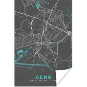 PosterMonkey Poster Kaart – Plattegrond – Stadskaart – Genk – België - Grijs - 80x120 cm