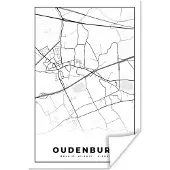 PosterMonkey Poster Zwart Wit – België – Plattegrond – Stadskaart – Kaart – Oudenburg - 40x60 cm