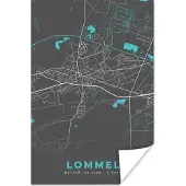 PosterMonkey Poster België – Lommel – Stadskaart – Kaart – Blauw – Plattegrond - 40x60 cm