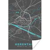PosterMonkey Poster Stadskaart – Grijs - Kaart – Herentals – België – Plattegrond - 60x90 cm